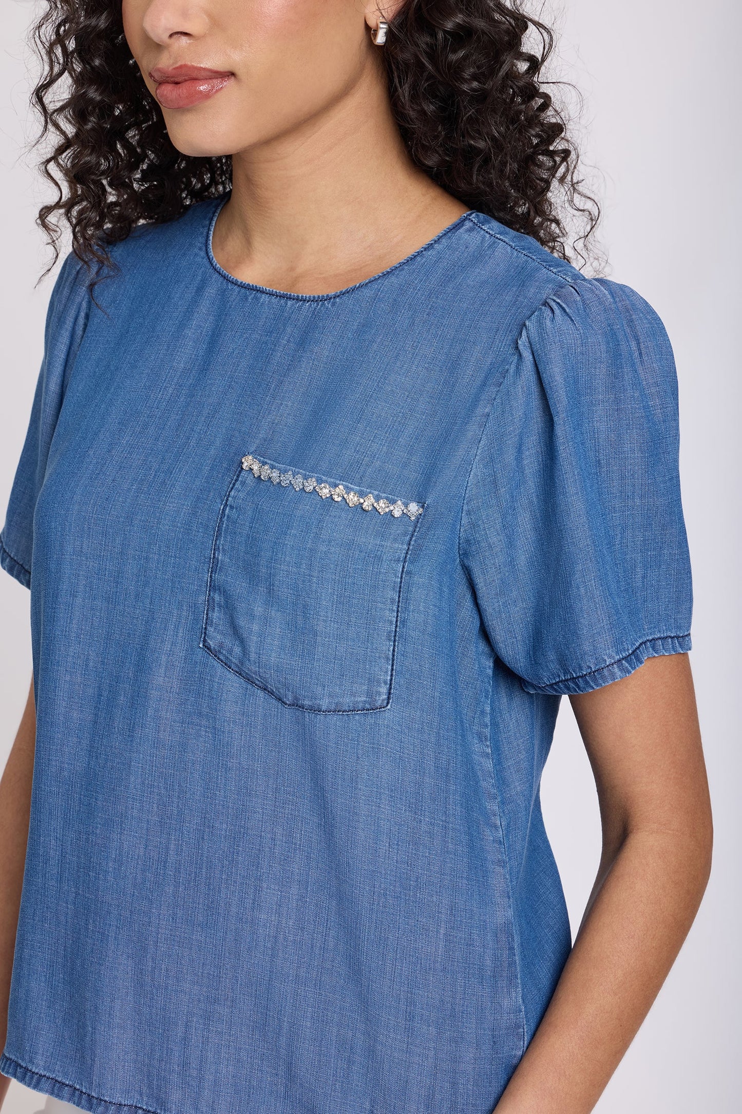 Puff Sleeved Tee - Medium Indigo