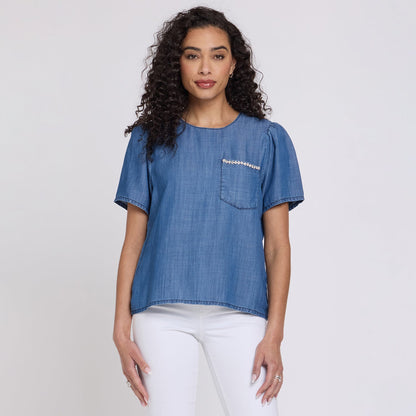 Puff Sleeved Tee - Medium Indigo