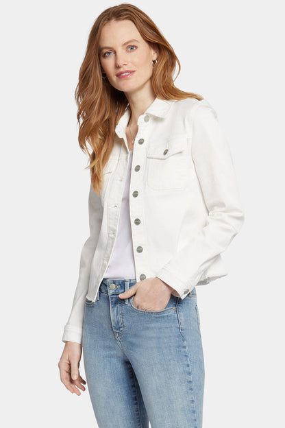 Frayed Hem Jacket - Optic White