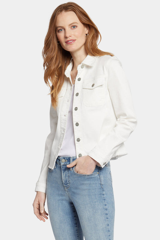 Frayed Hem Jacket - Optic White