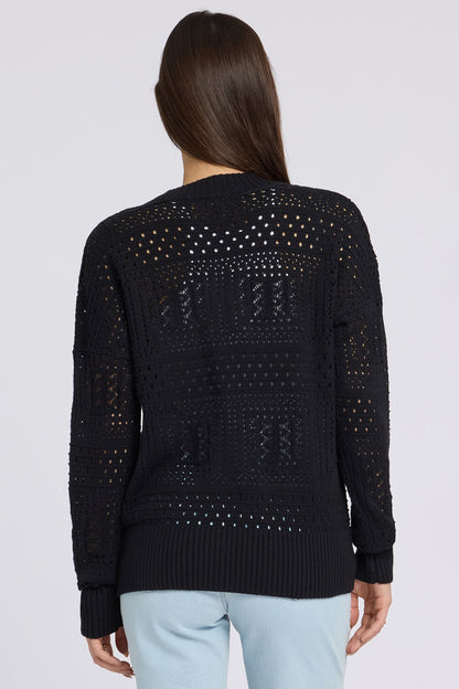 Pointelle Cardigan - Black