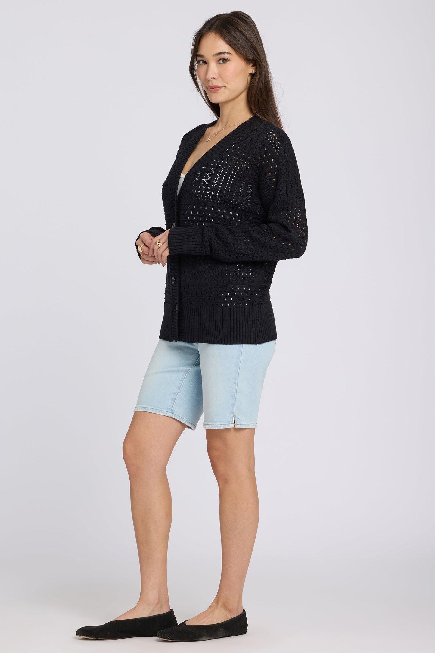 Pointelle Cardigan - Black