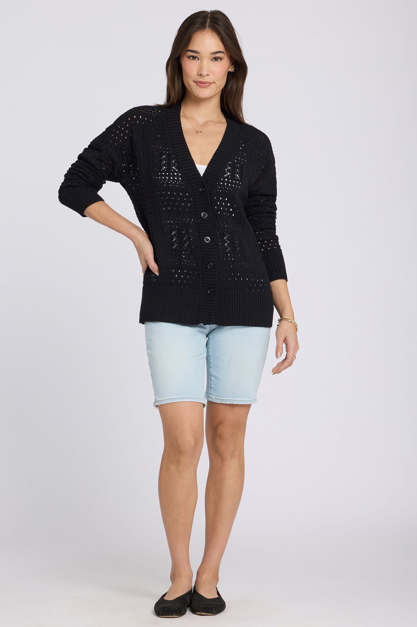 Pointelle Cardigan - Black
