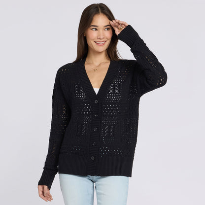 Pointelle Cardigan - Black