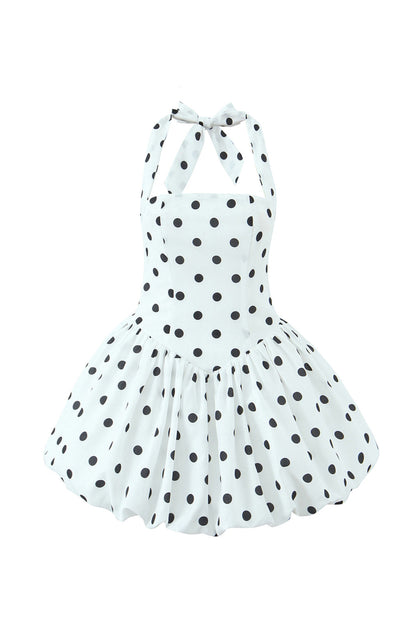 Vivianne Polka Dot Bubble Hem Mini Dress