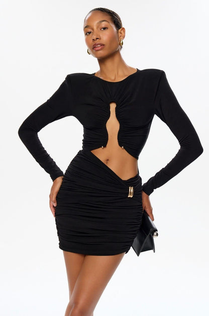 Jersey Cut-Out Metal Decorations Mini Dress