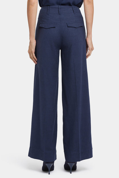 Mona Wide Leg Trouser Pants In Petite - Oxford Navy