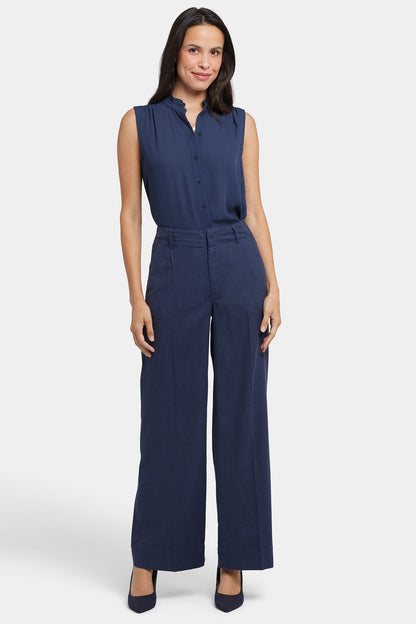 Mona Wide Leg Trouser Pants In Petite - Oxford Navy