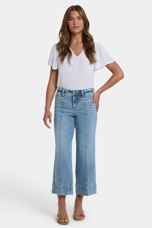Teresa Wide Leg Ankle Jeans In Petite - Mist Springs