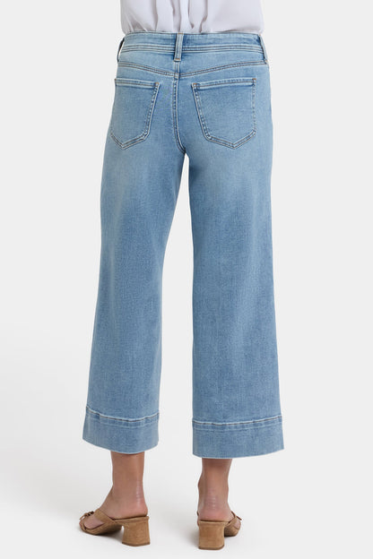 Teresa Wide Leg Ankle Jeans In Petite - Mist Springs