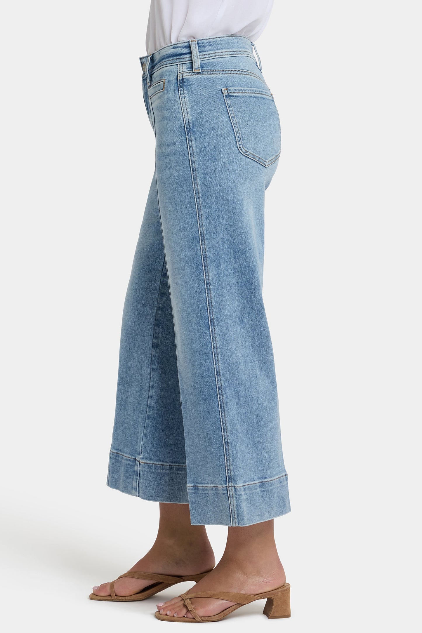 Teresa Wide Leg Ankle Jeans In Petite - Mist Springs