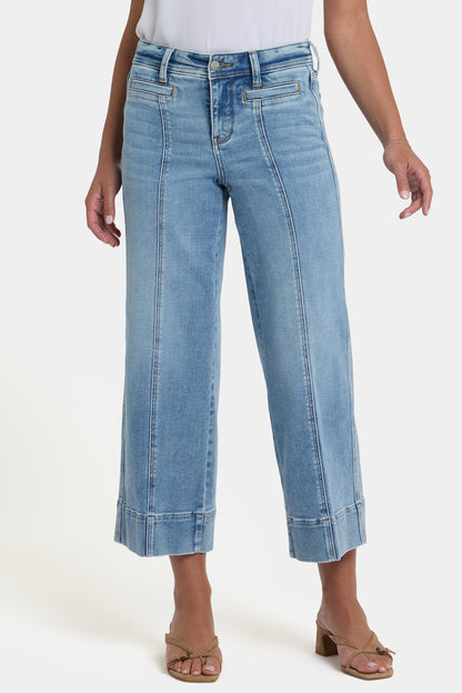 Teresa Wide Leg Ankle Jeans In Petite - Mist Springs