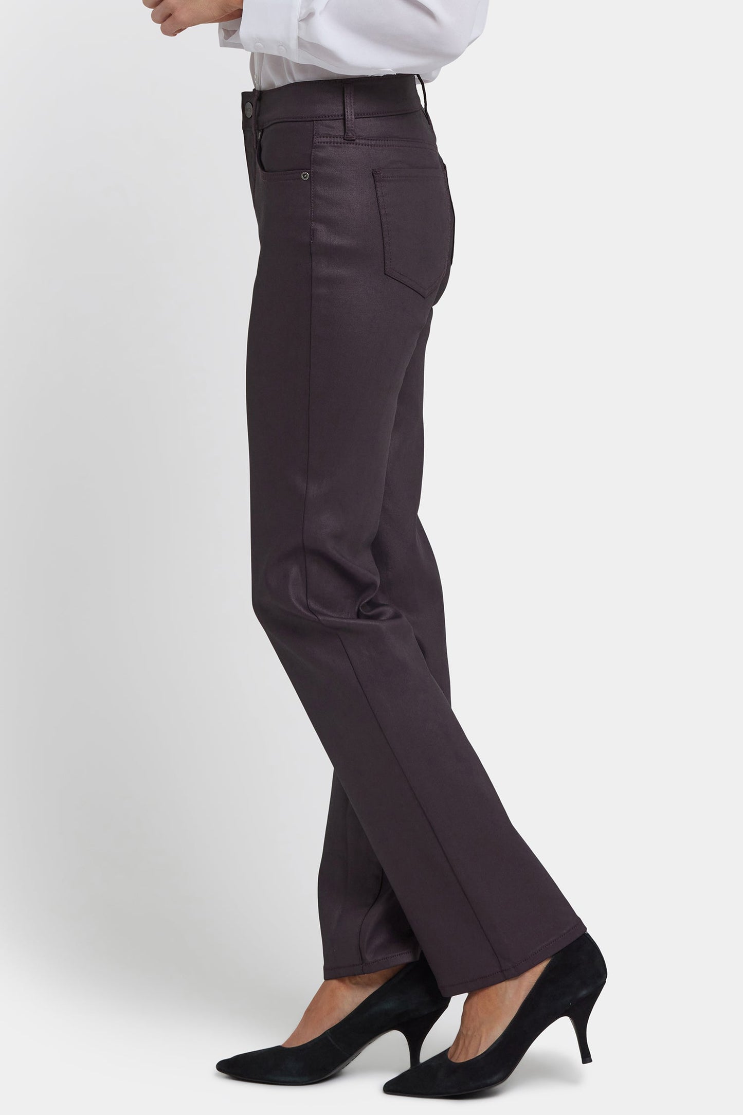 Coated Marilyn Straight Jeans In Petite - Fig Coated