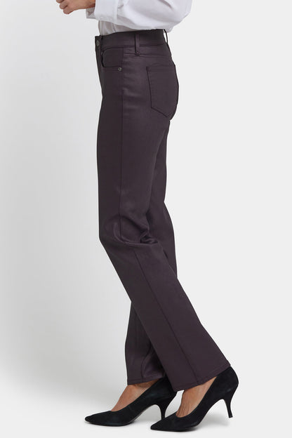 Coated Marilyn Straight Jeans In Petite - Fig Coated