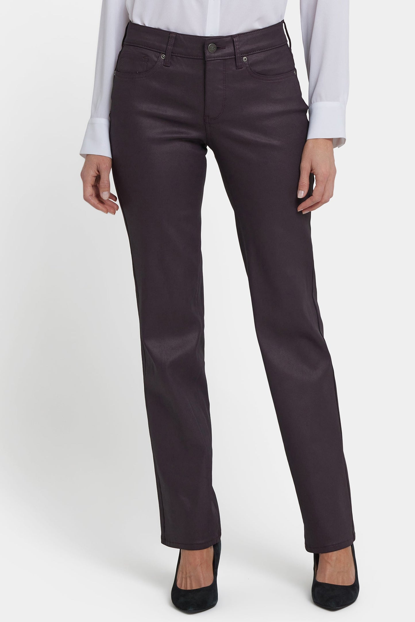 Coated Marilyn Straight Jeans In Petite - Fig Coated