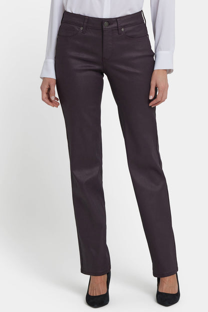 Coated Marilyn Straight Jeans In Petite - Fig Coated