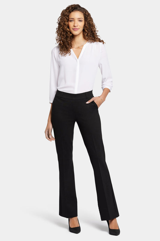 Pull-On Flared Trouser Pants In Petite - Black