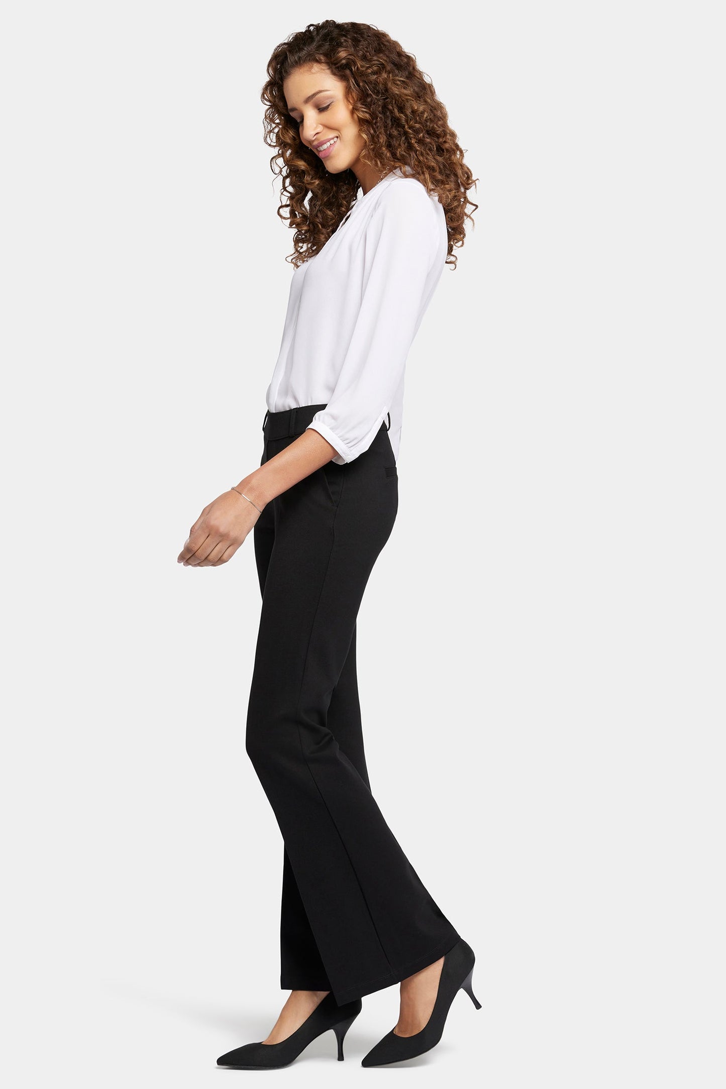 Pull-On Flared Trouser Pants In Petite - Black