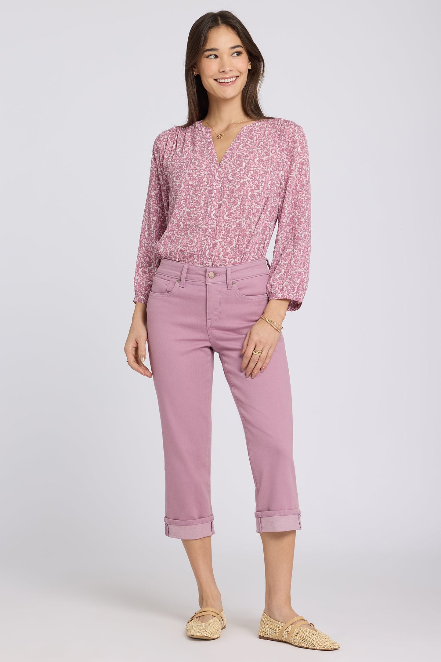 Marilyn Straight Crop Jeans In Petite - Dusky Daisy