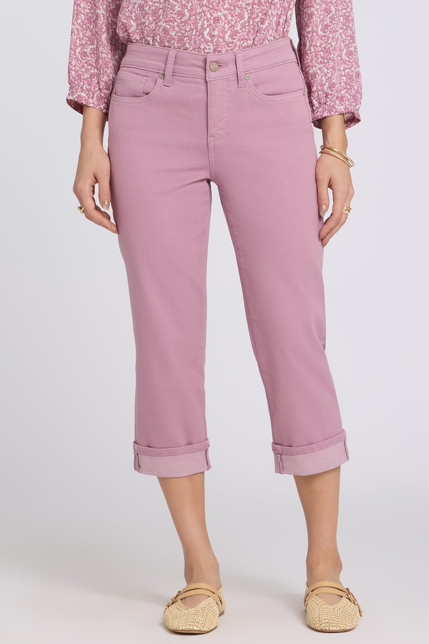 Marilyn Straight Crop Jeans In Petite - Dusky Daisy