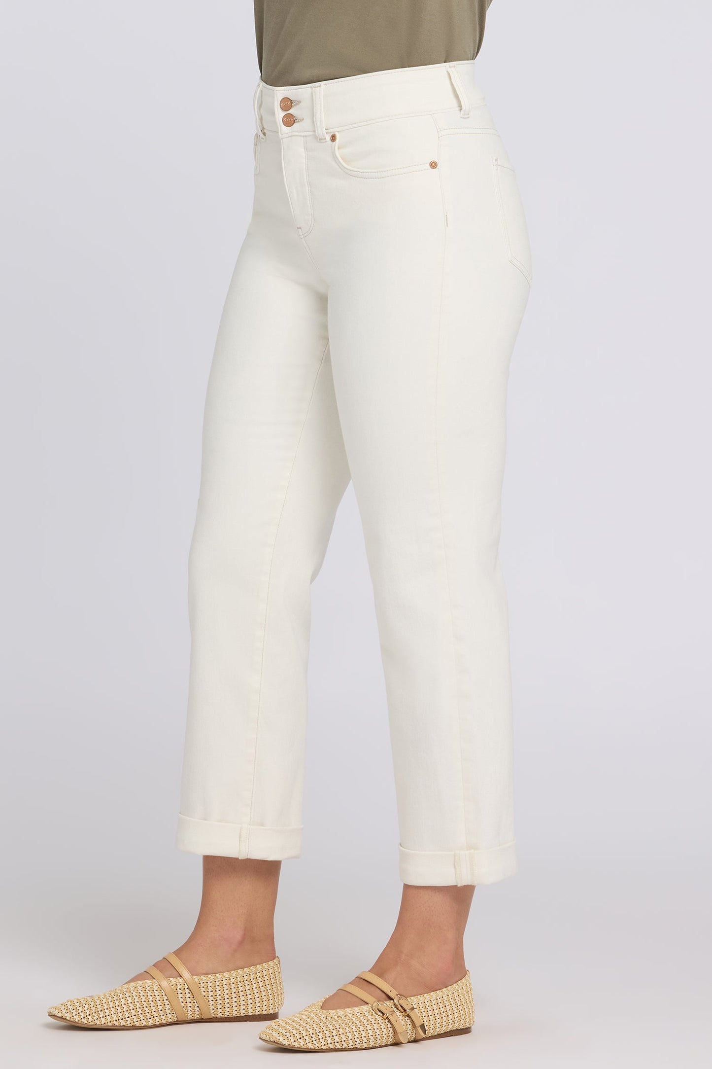Bailey Relaxed Straight Crop Jeans In Petite - Vintage White