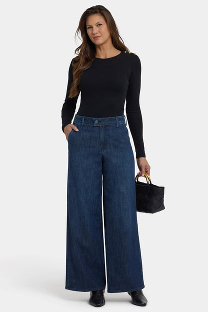 Mona Wide Leg Trouser Jeans In Petite - Louvre Sapphire