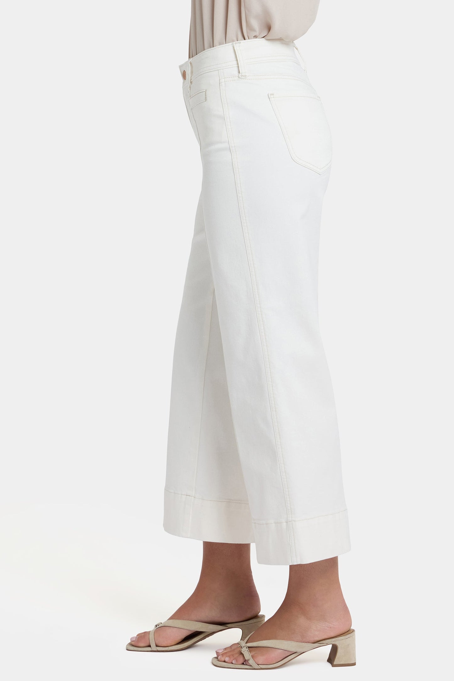Teresa Wide Leg Ankle Jeans In Petite - Vintage White
