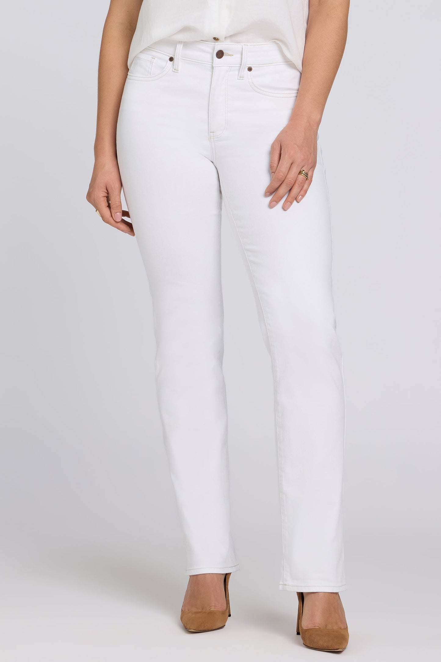Marilyn Straight Jeans In Petite - Optic White