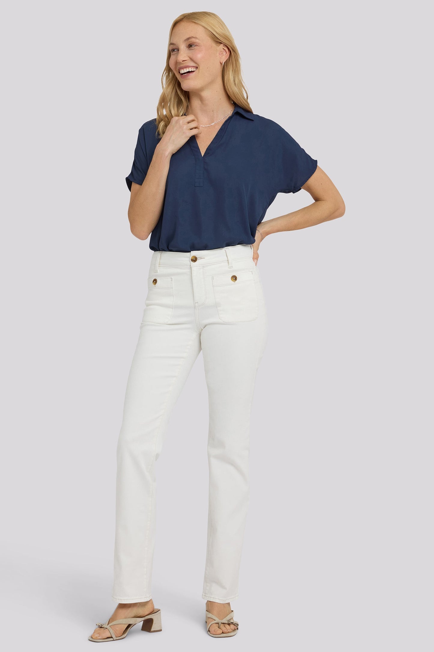 Marilyn Straight Jeans In Petite - Vintage White