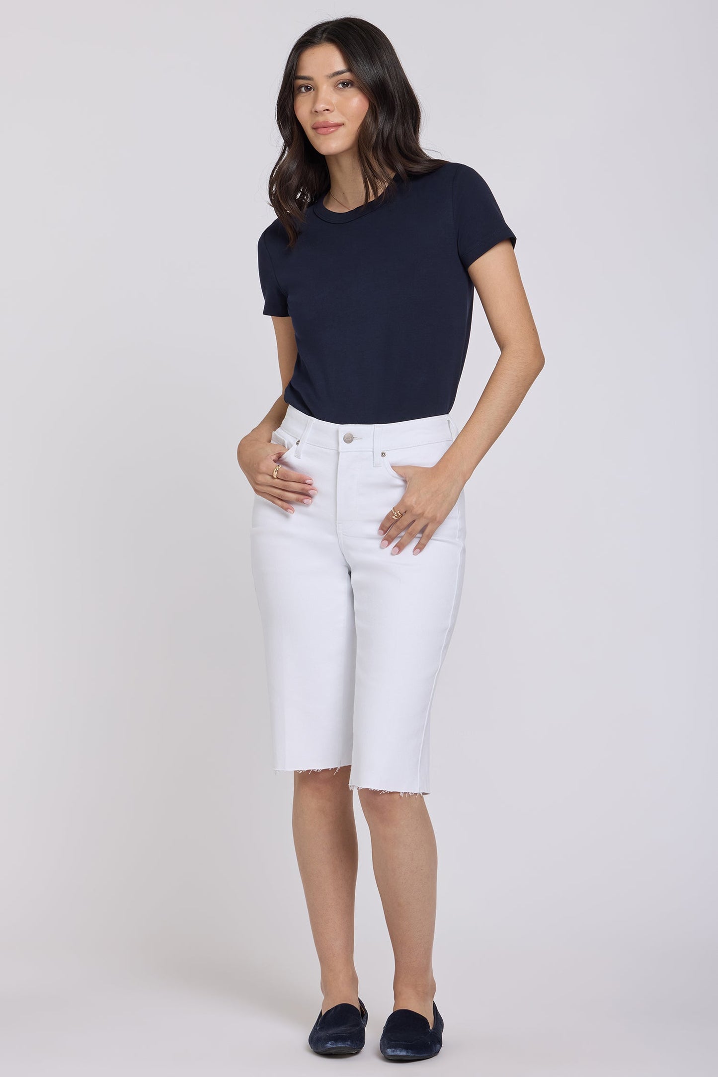 Kristie '80s Bermuda Denim Shorts In Petite - Optic White