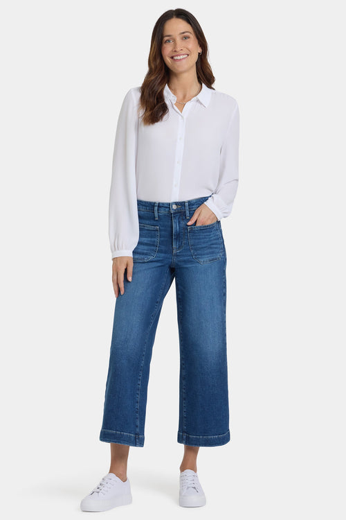Teresa Wide Leg Ankle Jeans In Petite - Opera Blue