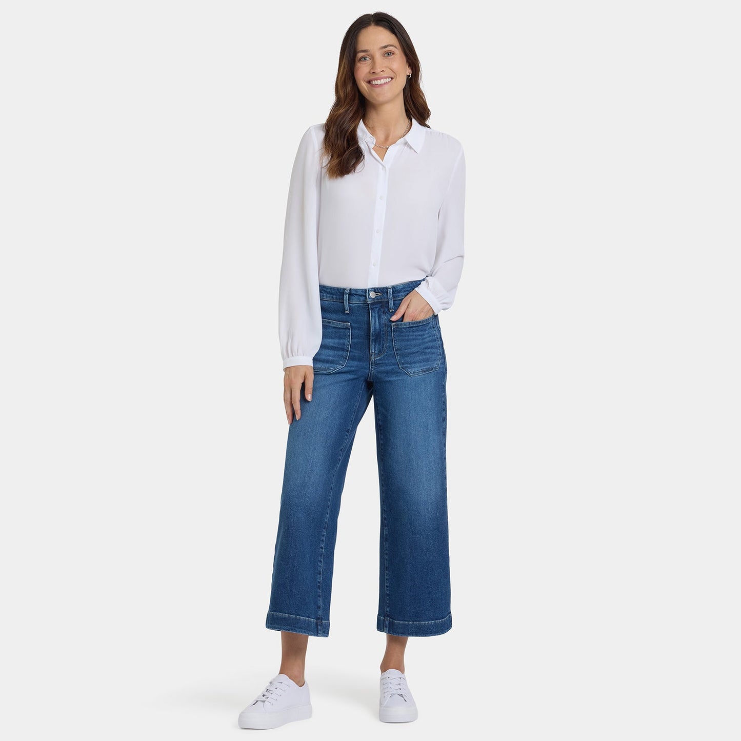 Teresa Wide Leg Ankle Jeans In Petite - Opera Blue