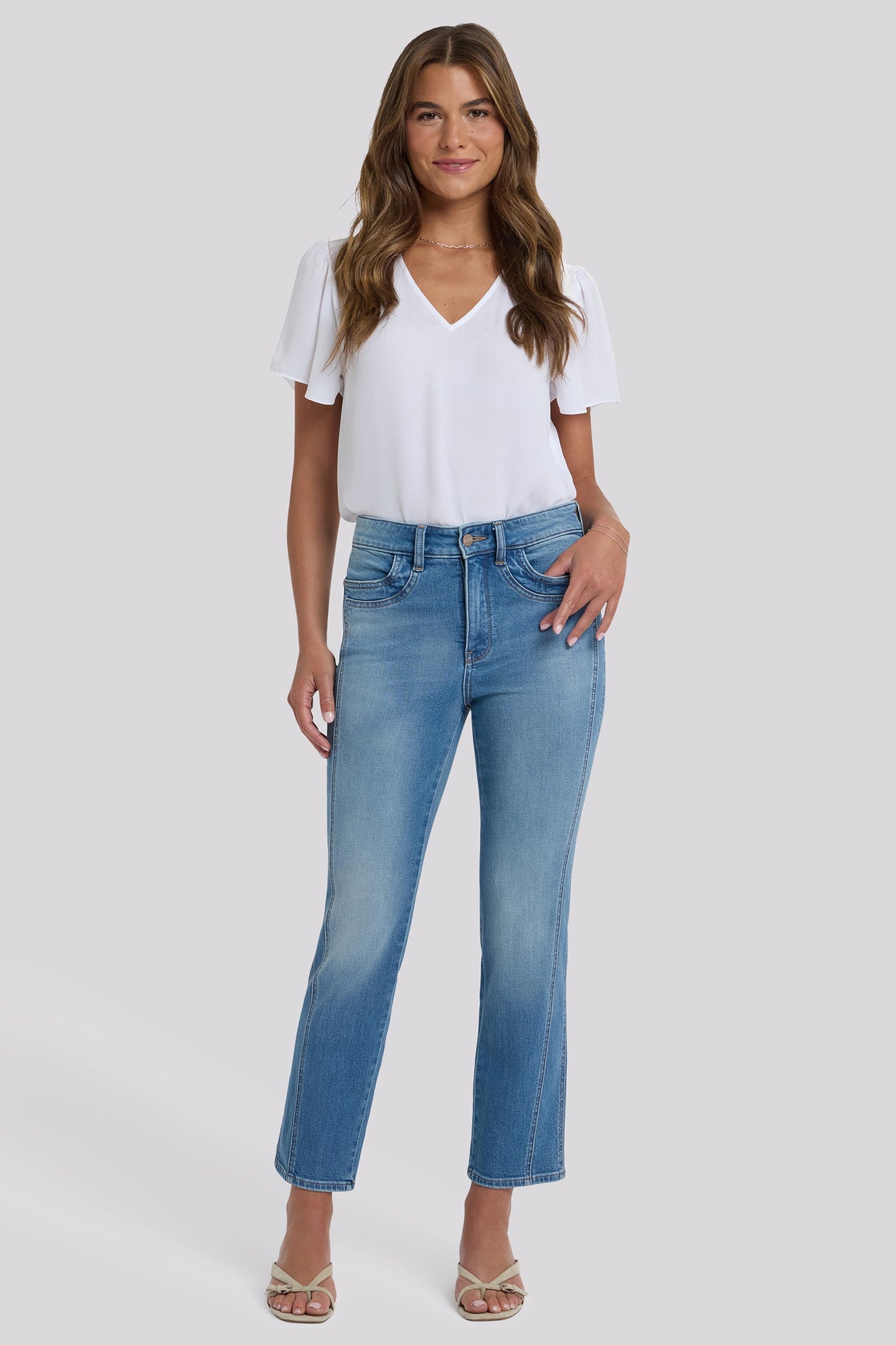 Marilyn Straight Ankle Jeans In Petite - Port Sea
