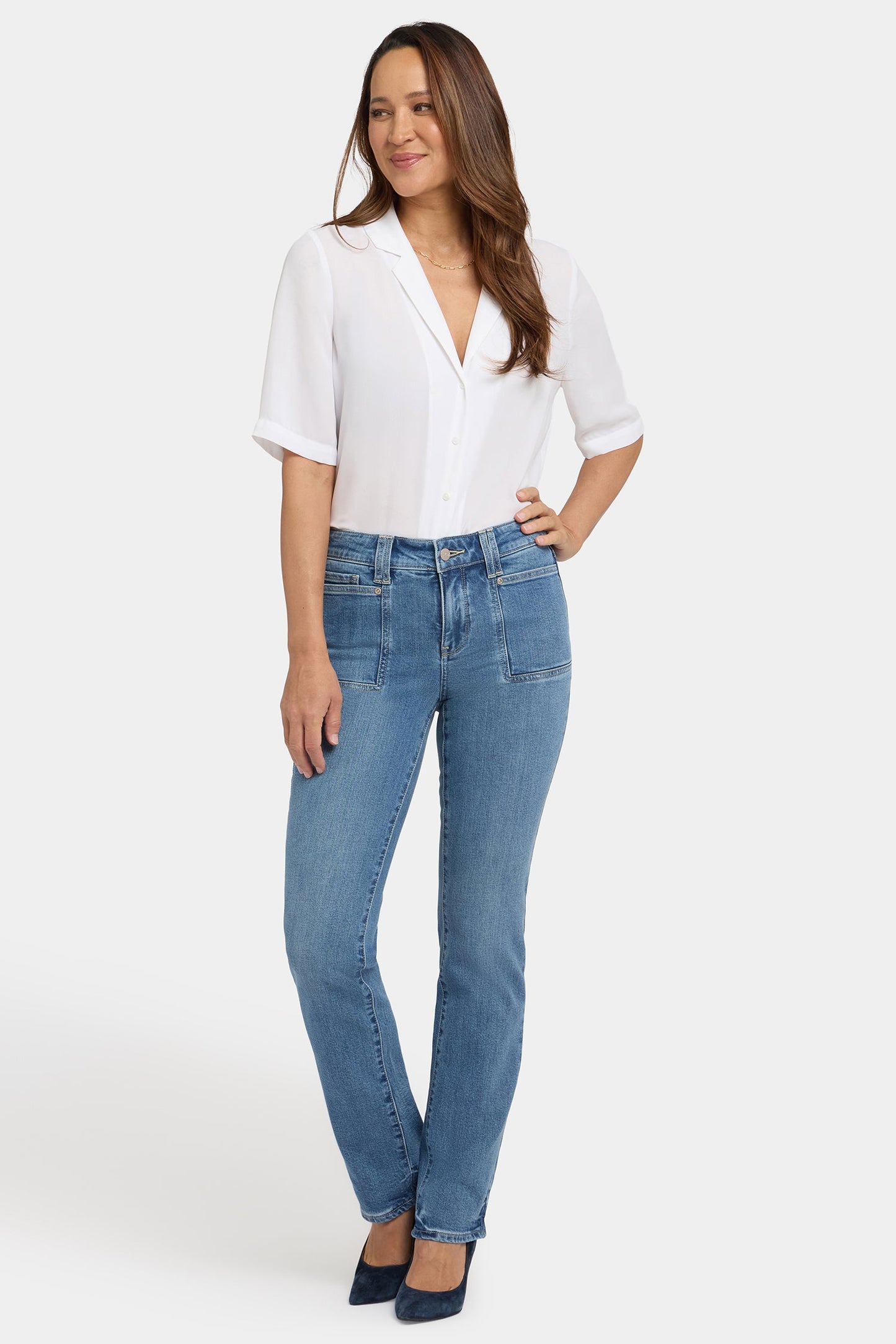 Marilyn Straight Jeans In Petite - Bastille Sea