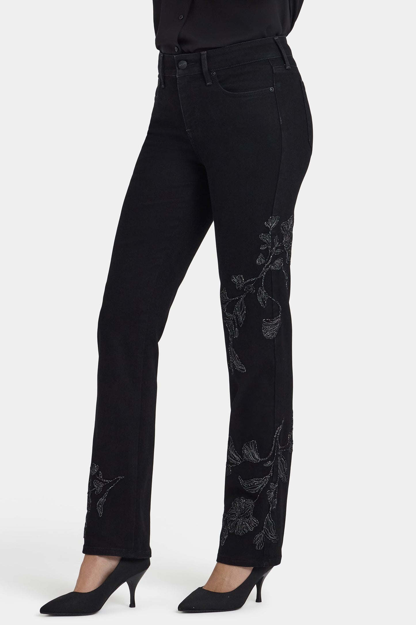Marilyn Straight Jeans In Petite - Black Rinse