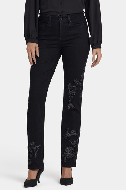 Marilyn Straight Jeans In Petite - Black Rinse