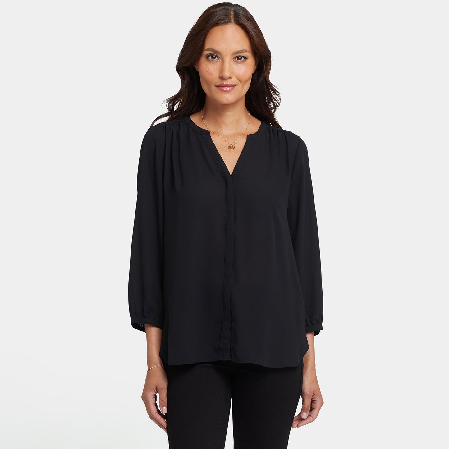 Pintuck Blouse In Petite - Black