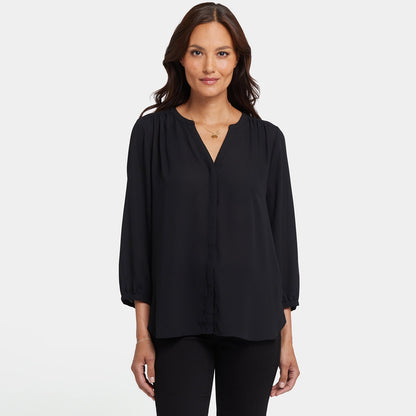 Pintuck Blouse In Petite - Black