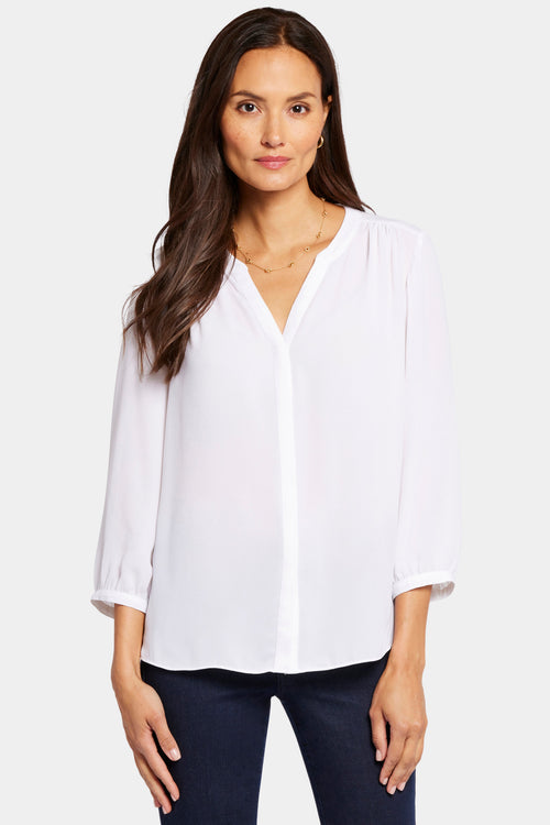 Pintuck Blouse In Petite - Optic White