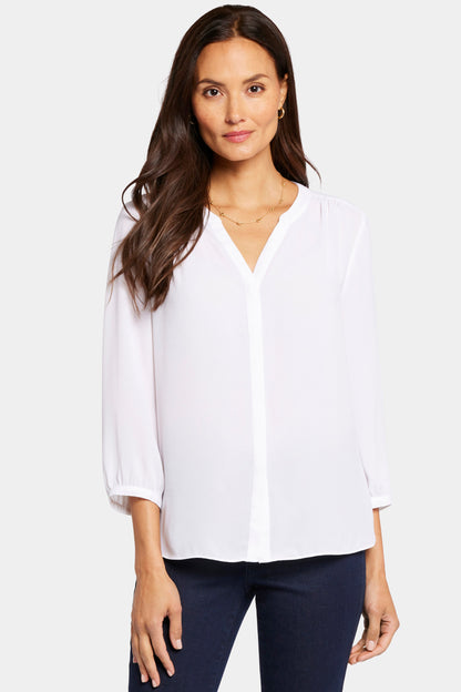 Pintuck Blouse In Petite - Optic White