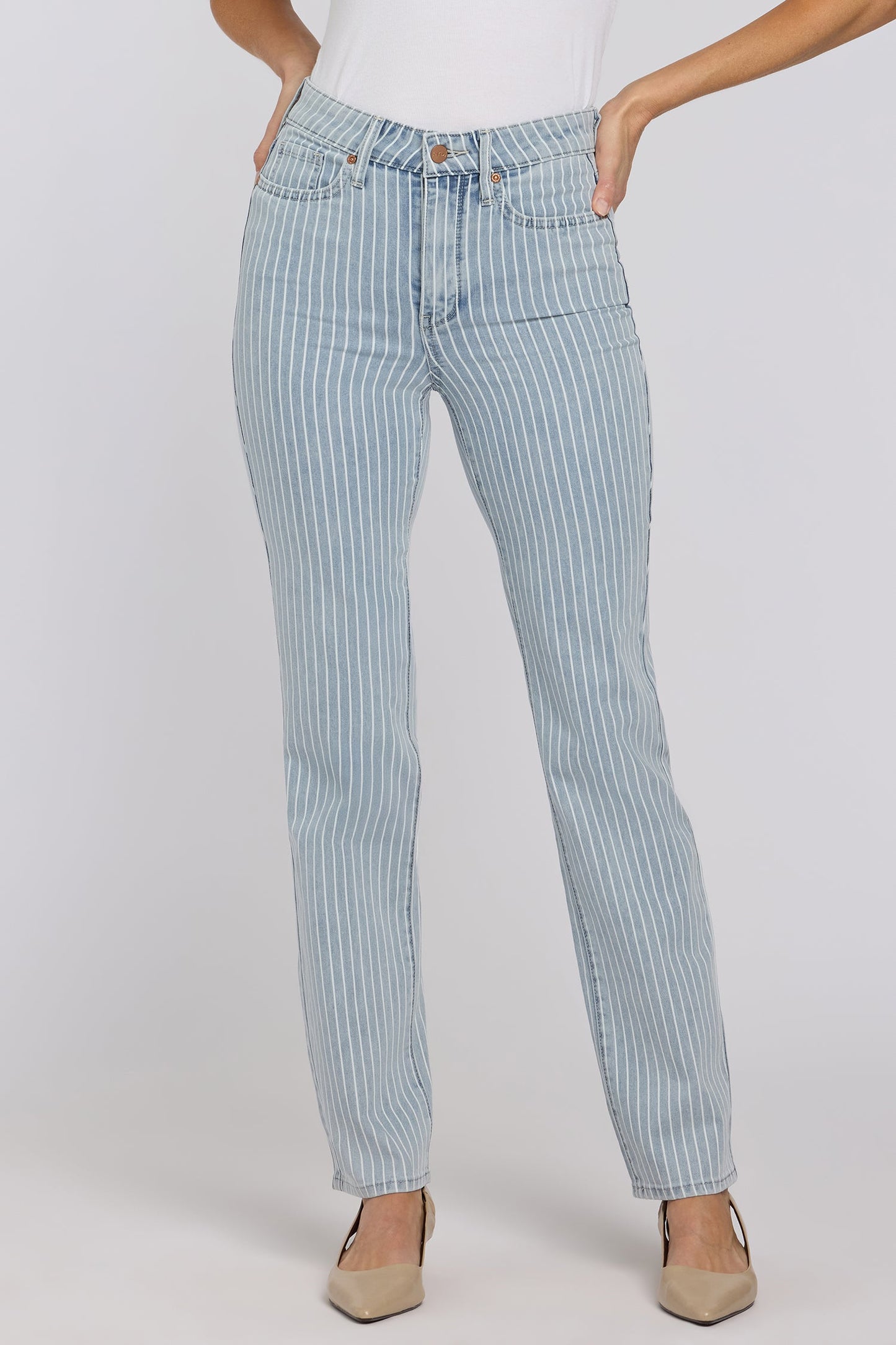 Marilyn Straight Jeans In Petite - Azure Stripe