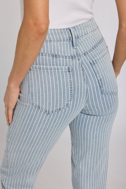 Marilyn Straight Jeans In Petite - Azure Stripe