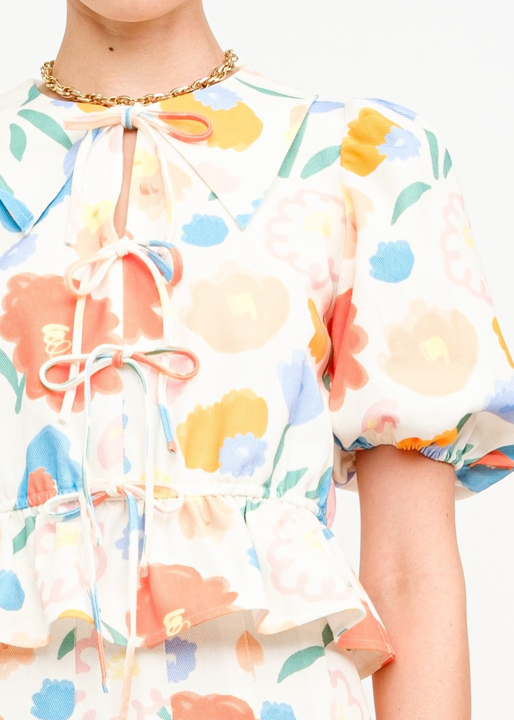 BAILEY FLORAL TIE-FRONT BLOUSE