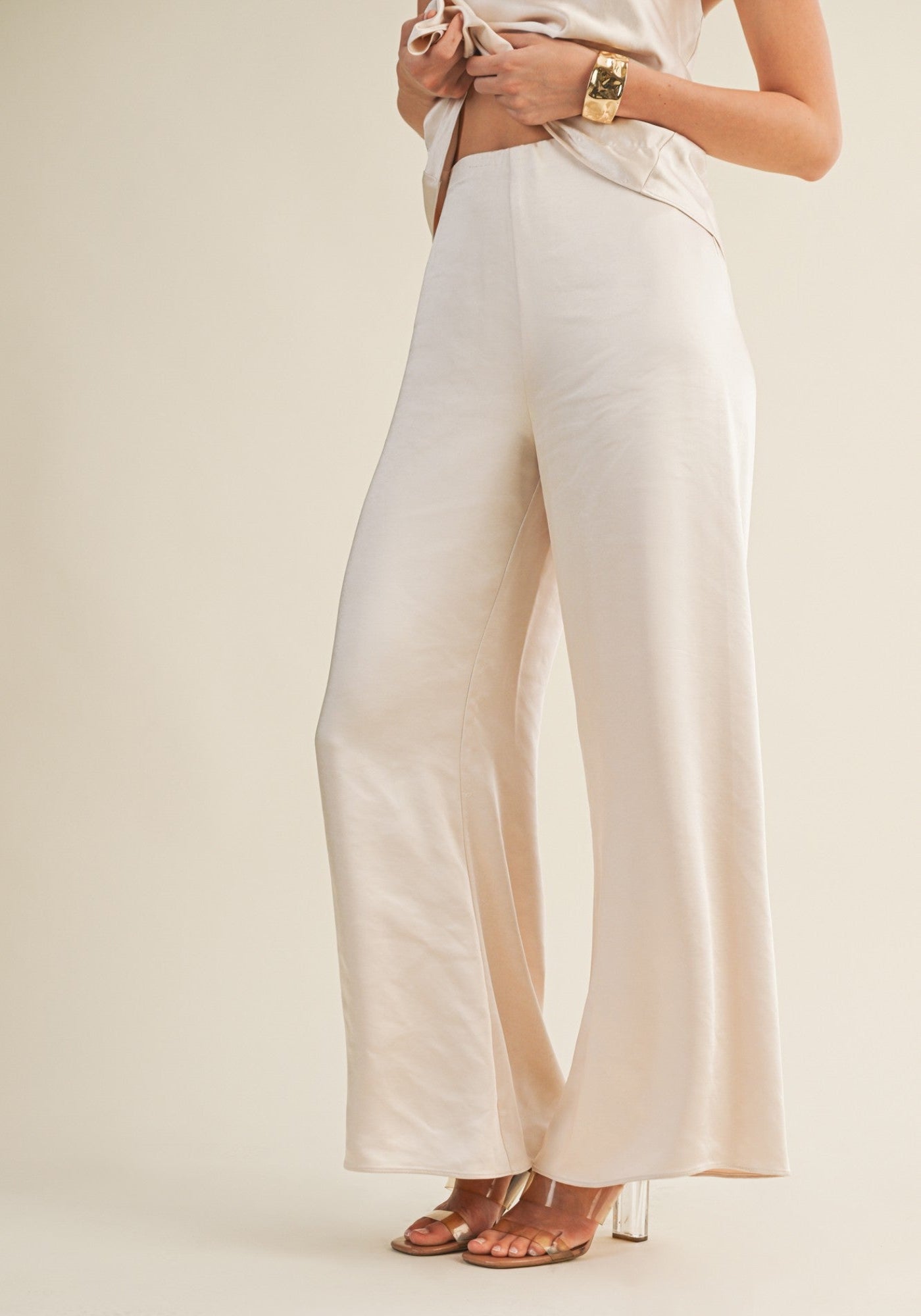 STASSIE WIDE-LEG SATIN PANTS
