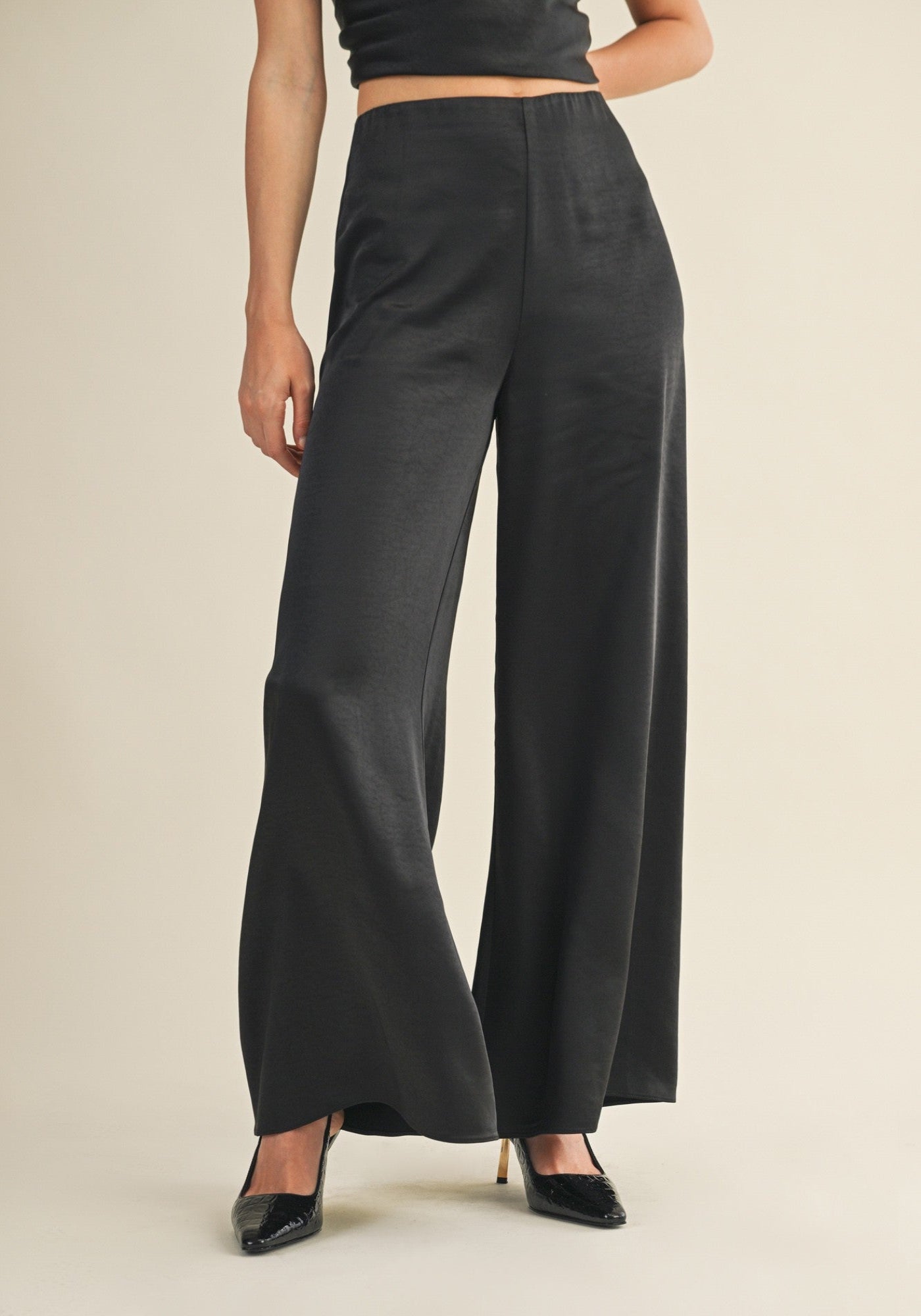 STASSIE WIDE-LEG SATIN PANTS