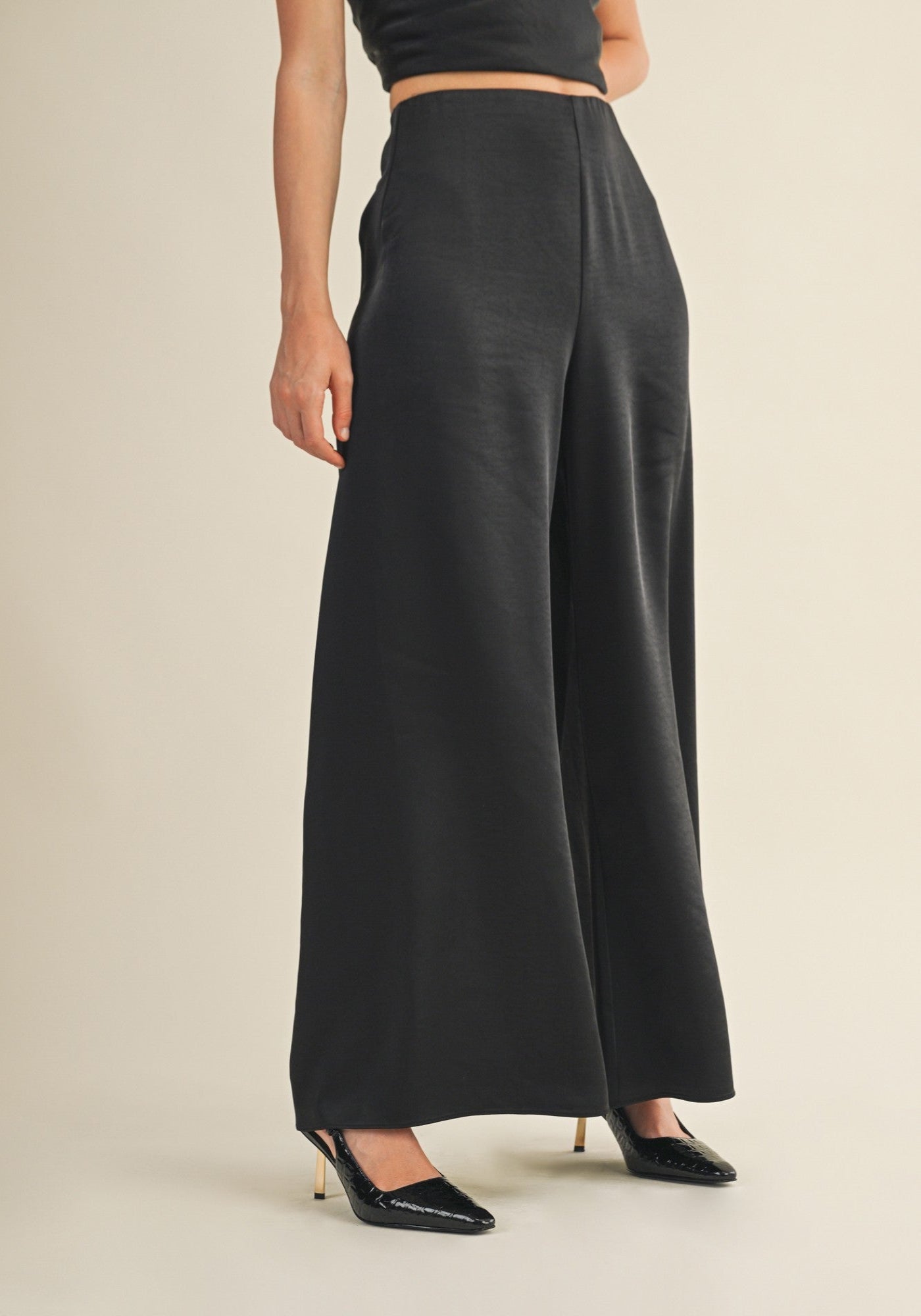 STASSIE WIDE-LEG SATIN PANTS