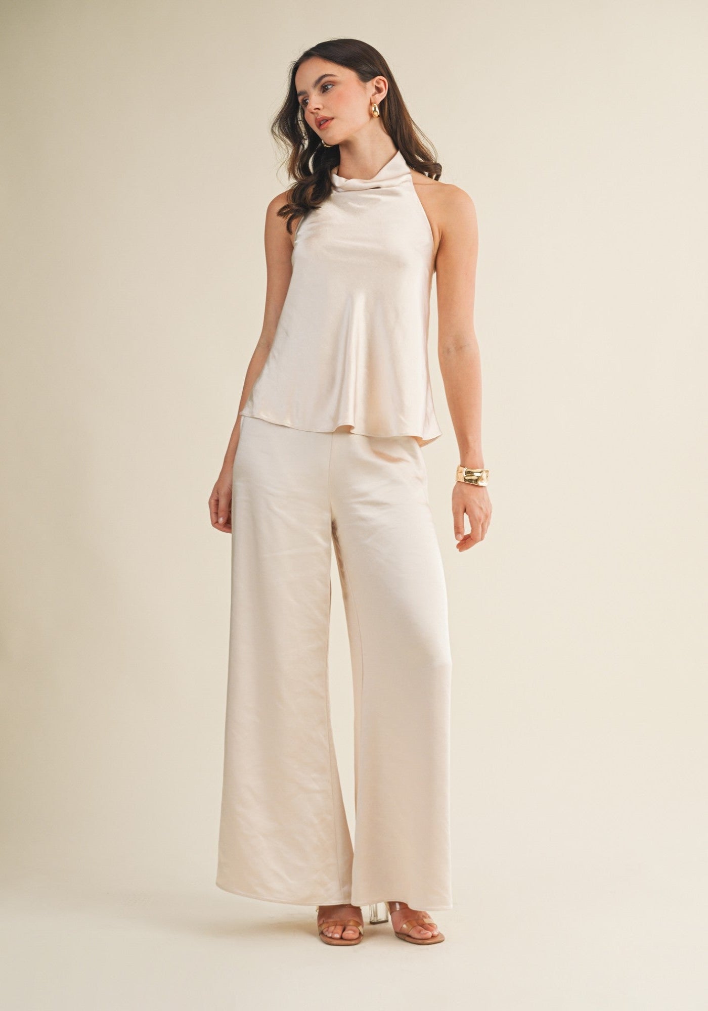 STASSIE WIDE-LEG SATIN PANTS