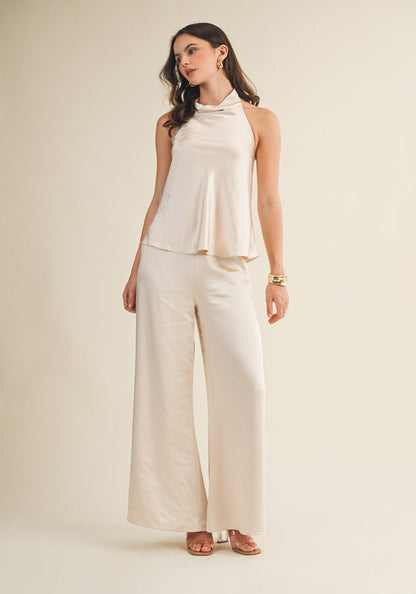 STASSIE WIDE-LEG SATIN PANTS