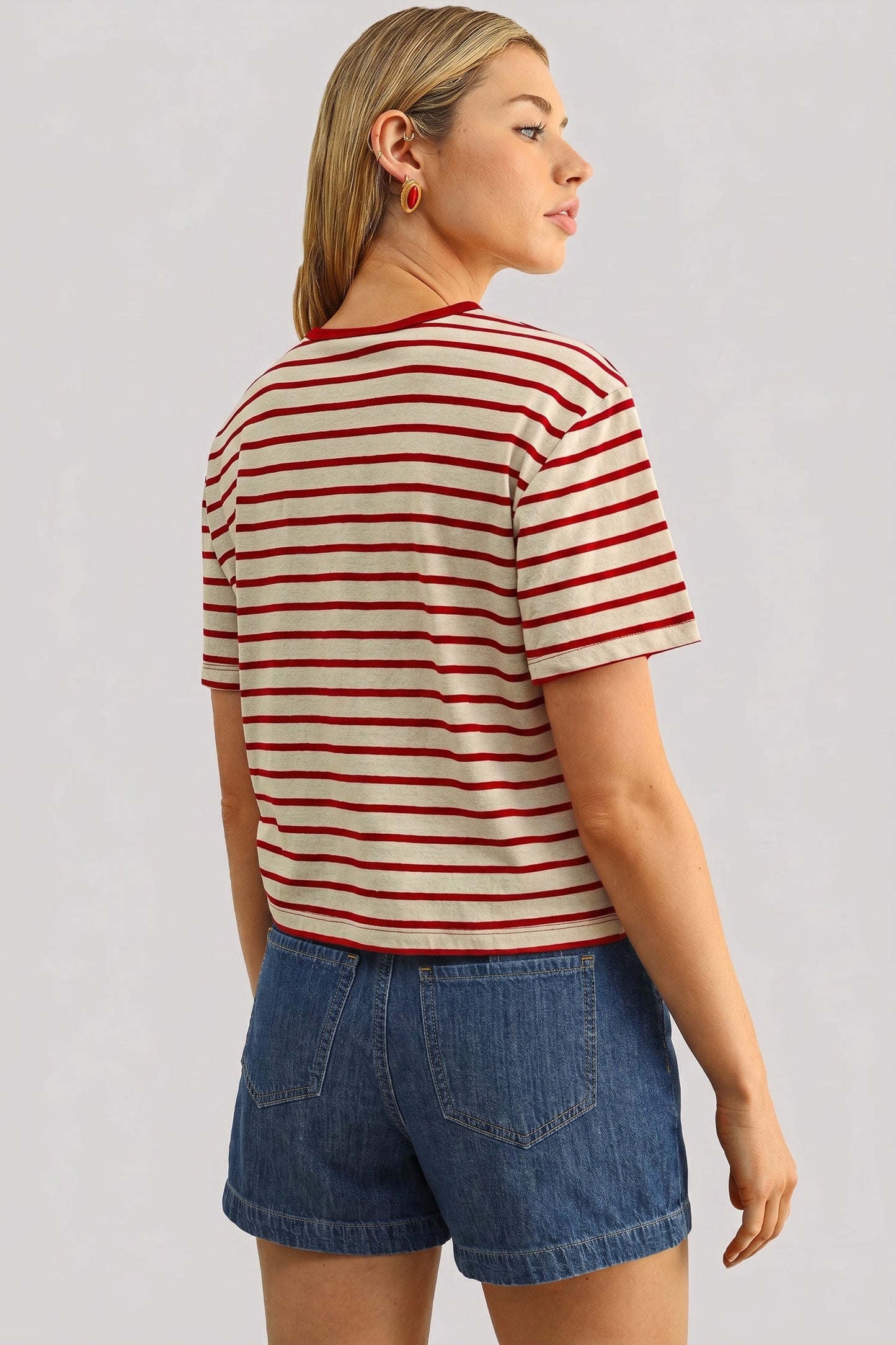 Striped Ringer Tee - Red Stripe