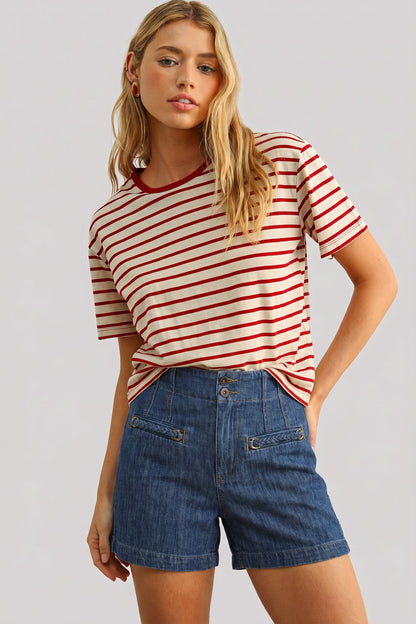 Striped Ringer Tee - Red Stripe